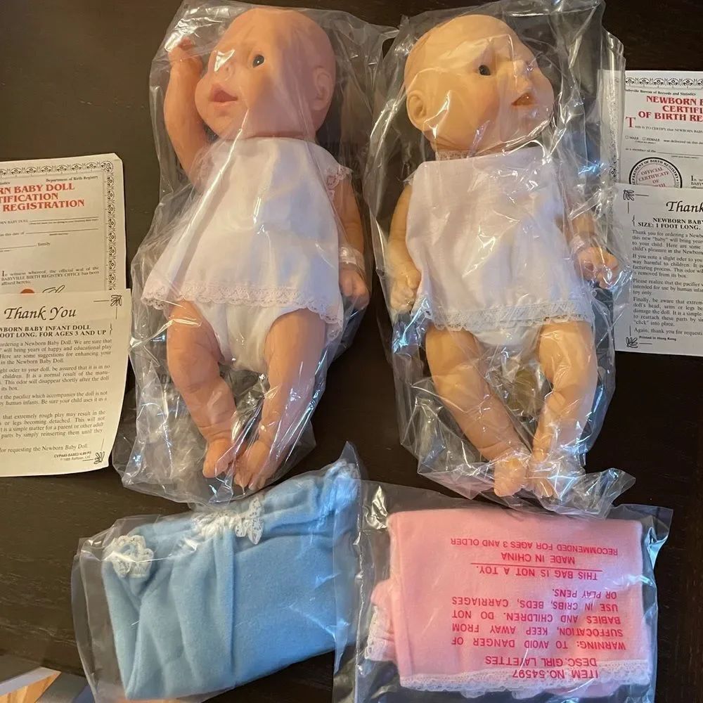 Raffoler 1989 Twin Boy and Girl Vintage Newborn Dolls